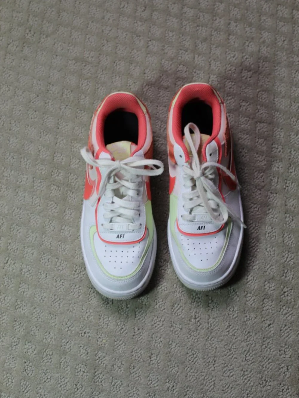 Size 7 - Nike Air Force 1 Shadow White Magic Ember Women's Athletic Shoes